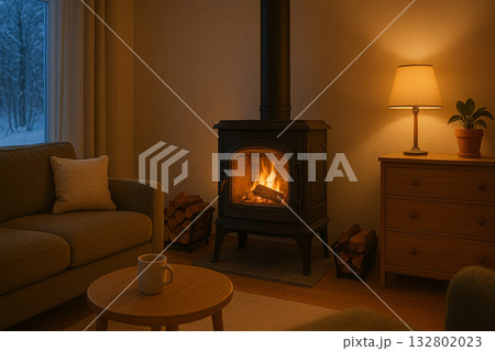 温かみのある薪ストーブのある暮らし 132802023