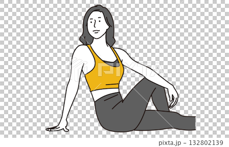 Illustration of a woman doing the half king of the fishes yoga pose Illustration of a woman doing the half king of the fishes yoga pose 132802139