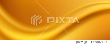 Caramel color wave gradient background. Flowing liquid gold honey wallpaper. Abstract fluid golden mousse souffle backdrop. Blurred smooth creamy butter oil texture. Vector yellow satin wavy silk bg 132802153