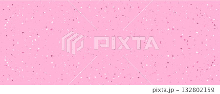 Speckle Terrazo. Pink Italian floor with pieces of marble, quartz and granite. Chaotic scattered confetti backdrop. Retro Vector illustration 132802159
