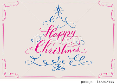 クリスマスカード_エレガントなカリグラフィークリスマスツリーイラスト 132802433