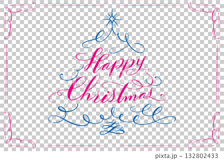 Christmas card_elegant calligraphy Christmas tree illustration 132802433