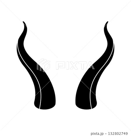 Black bull horns. Silhouette vector style illustration for animal, farm, tribal or fantasy creature themes 132802749