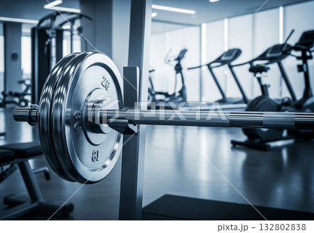 Gym barbell equipment background concept 132802838