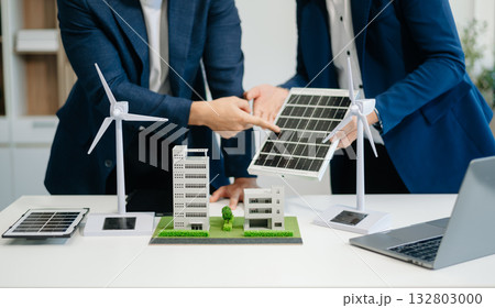 business team people planning and discussing on recycle reduce reuse policy symbol in office meeting room. Green business company business team people planning and discussing on recycle reduce reuse policy symbol in office meeting room. Green business company 132803000