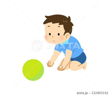 ボールを転がしている子どものイラスト 132803142
