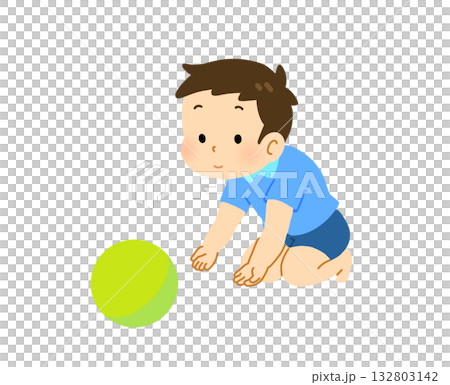 描繪兒童滾動球的插圖 描繪兒童滾動球的插圖 132803142