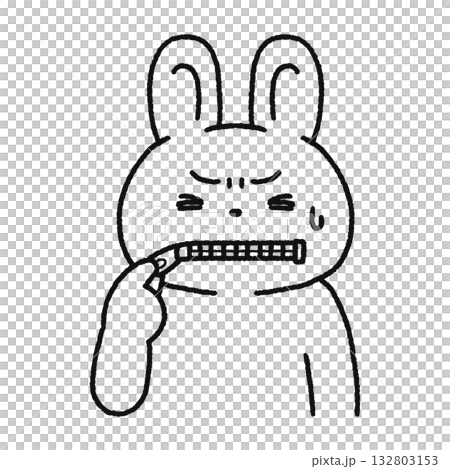 一隻閉著嘴、一言不發的兔子──線描 132803153