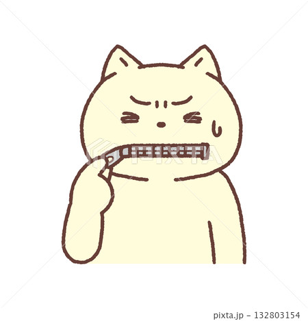 お口にチャックする猫・黙る お口にチャックする猫・黙る 132803154