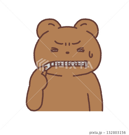 お口にチャックするクマ・黙る 132803156