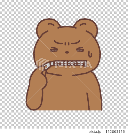 お口にチャックするクマ・黙る 132803156
