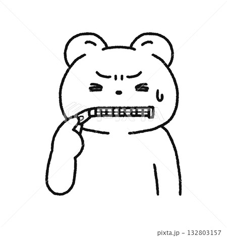 お口にチャックするクマ・黙る 線画 お口にチャックするクマ・黙る 線画 132803157