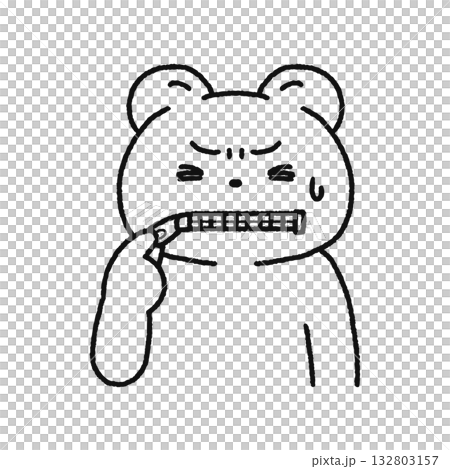お口にチャックするクマ・黙る 線画 お口にチャックするクマ・黙る 線画 132803157