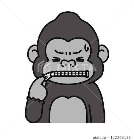 お口にチャックするゴリラ・黙る 132803158