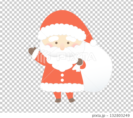 プレゼントの袋を持つサンタクロース 132803249