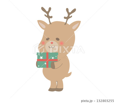 プレゼントを持つトナカイ プレゼントを持つトナカイ 132803255