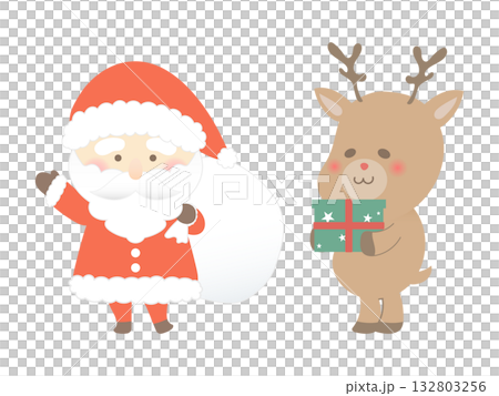 聖誕老公公和馴鹿帶著禮物 聖誕老公公和馴鹿帶著禮物 132803256