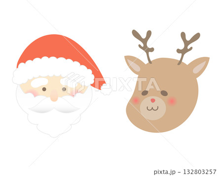 サンタさんとトナカイの顔 132803257