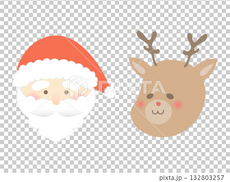 サンタさんとトナカイの顔 132803257