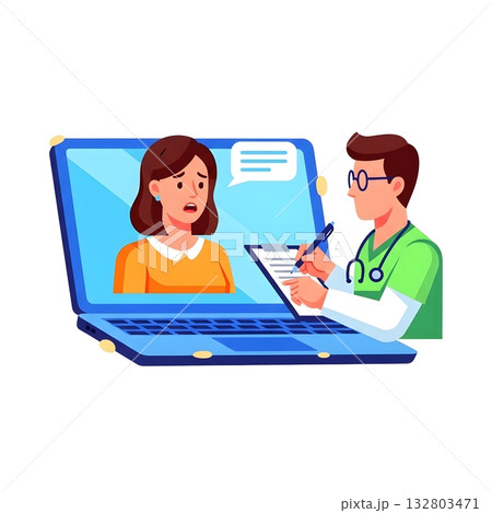 Virtual Doctor's Visit via Laptop Virtual Doctor's Visit via Laptop 132803471