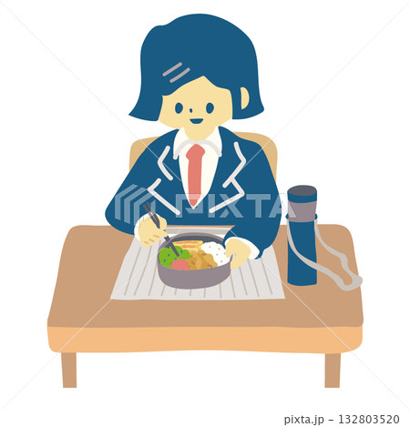 お弁当を食べる制服女子 お弁当を食べる制服女子 132803520