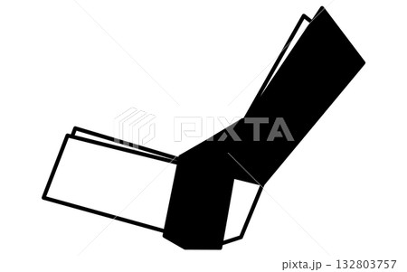 イベントアイコン、おみくじ、結んだおみくじのシンプルなアイソメトリックイラスト、白黒 132803757