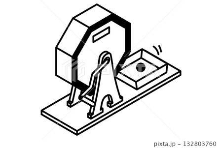 イベントアイコン、抽選器のガラガラのシンプルなアイソメトリックイラスト、白黒 132803760