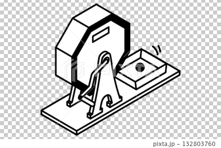 イベントアイコン、抽選器のガラガラのシンプルなアイソメトリックイラスト、白黒 132803760