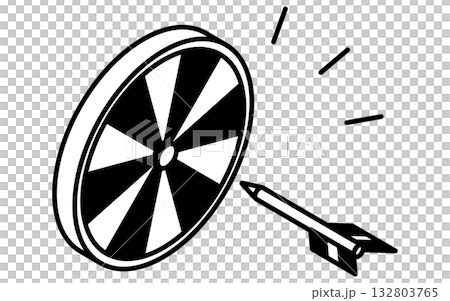 イベントアイコン、ルーレットダーツのシンプルなシンプルなアイソメトリックイラスト、白黒 132803765