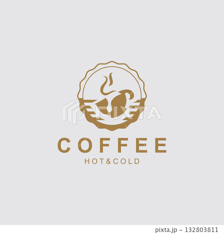 Coffee drink logo vintage retro design simple concept illustration template 132803811