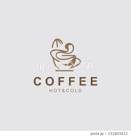 Coffee drink logo vintage retro design simple concept illustration template 132803812