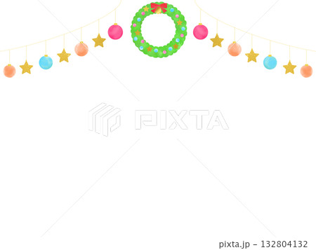 クリスマスリースとオーナメントのガーランドのイラスト 132804132