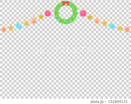 クリスマスリースとオーナメントのガーランドのイラスト 132804132