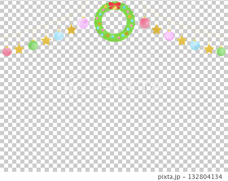 クリスマスリースとオーナメントのガーランドのイラスト 132804134