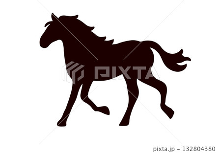 走る馬のシルエットイラスト素材 走る馬のシルエットイラスト素材 132804380
