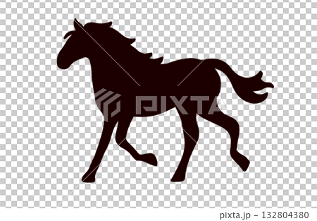 走る馬のシルエットイラスト素材 走る馬のシルエットイラスト素材 132804380