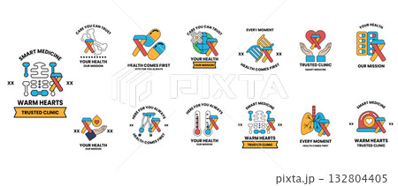 Warm hearts logo is a collection of different symbols Warm hearts logo is a collection of different symbols 132804405