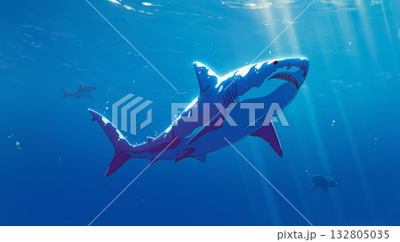 海を泳ぐ鮫 132805035