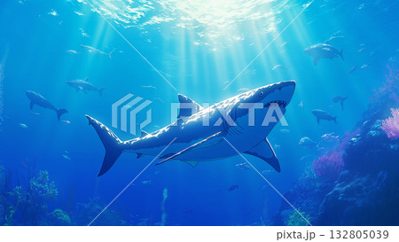 海を泳ぐ鮫 132805039