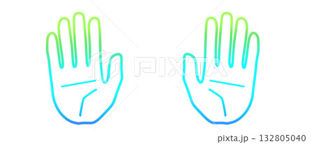 シンプルな手のアイコン、かわいい青系グラデーション、左右セット シンプルな手のアイコン、かわいい青系グラデーション、左右セット 132805040