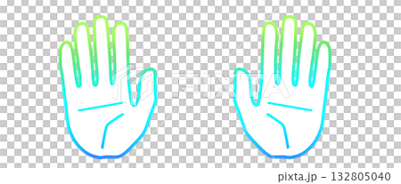 シンプルな手のアイコン、かわいい青系グラデーション、左右セット シンプルな手のアイコン、かわいい青系グラデーション、左右セット 132805040
