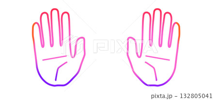 シンプルな手のアイコン、かわいい赤系グラデーション、左右セット 132805041