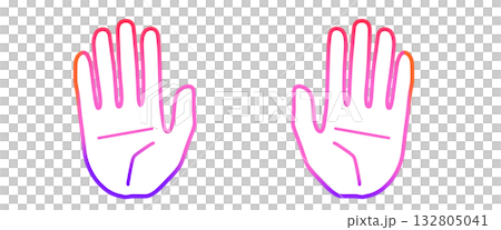 シンプルな手のアイコン、かわいい赤系グラデーション、左右セット 132805041