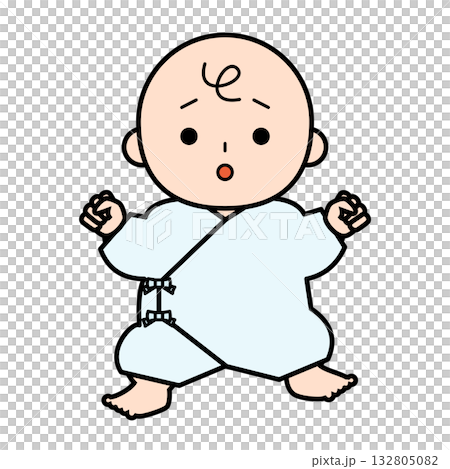 穿著內褲的嬰兒一臉憂慮 132805082