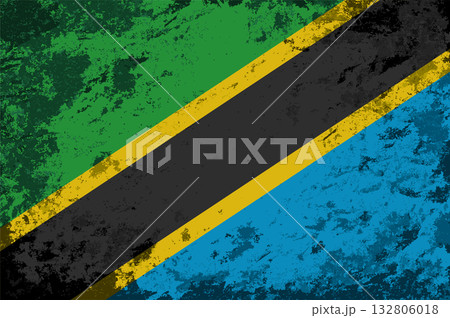 Tanzanian flag brush stroke grunge style background. Vector illustration. 132806018