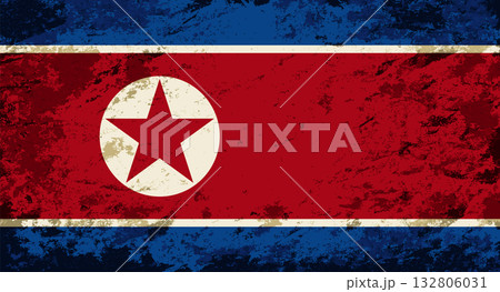 North Korean flag brush stroke grunge style background. Vector illustration. North Korean flag brush stroke grunge style background. Vector illustration. 132806031