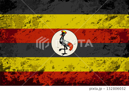 Ugandan flag brush stroke grunge style background. Vector illustration. 132806032