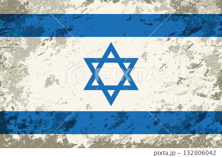 Israeli flag brush stroke grunge style background. Vector illustration. 132806042