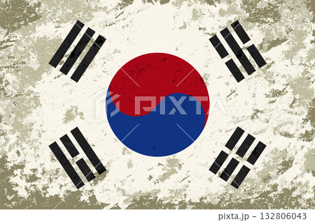 South Korean flag brush stroke grunge style background. Vector illustration. 132806043