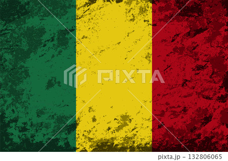 Malian flag brush stroke grunge style background. Vector illustration. 132806065